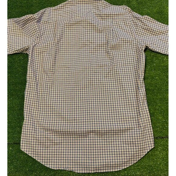 David Donahue shirt large mens plaid gingham casual business blue long sleeve - Picture 11 of 15